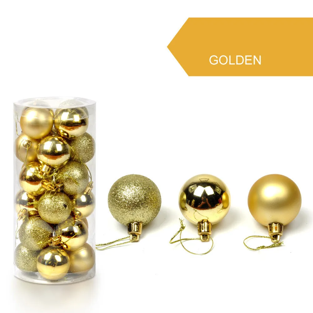 24 шт елочные шары безделушки рождественские вечерние шар, украшение, декор для новогоднего подарка 30 мм новые шары#25 - Цвет: Золотой