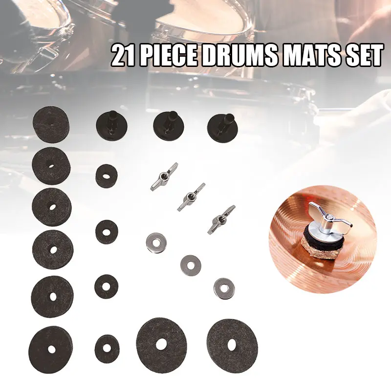

21pcs Cymbal Replacement Accessories Cymbal Stand Sleeves Nuts Felts Set THJ99