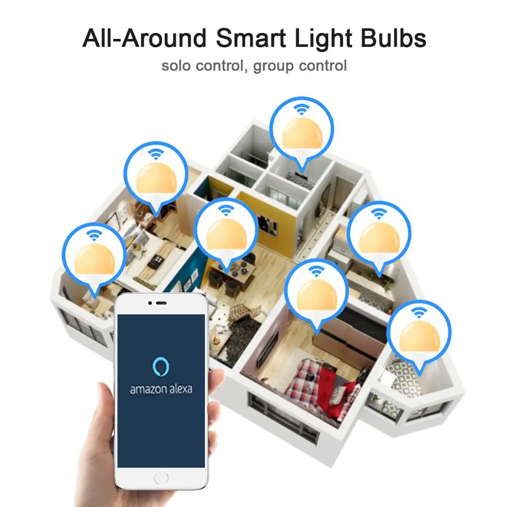 Wi-Fi Смарт-лампа праздничный свет диммер приложение Голосовое управление СВЕТОДИОДНЫЙ лампы совместимы с Alexa и Google Assistant E27 светодиодные домашние светильники