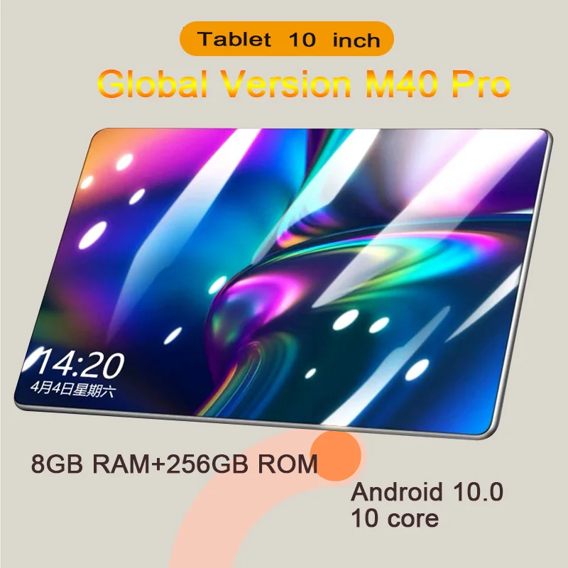 Планшет M40 Pro 8 + 256 ГБ Android 10 дюймов 4G 2 Sim | Компьютеры и офис
