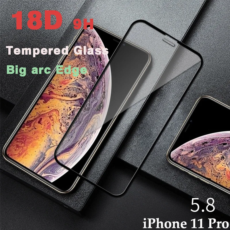 2PCS 18D Curved Big arc Edge For iPhone 11 Pro Screen Protector X XR XS Max Full Cover Protective Glass Film | Мобильные телефоны и
