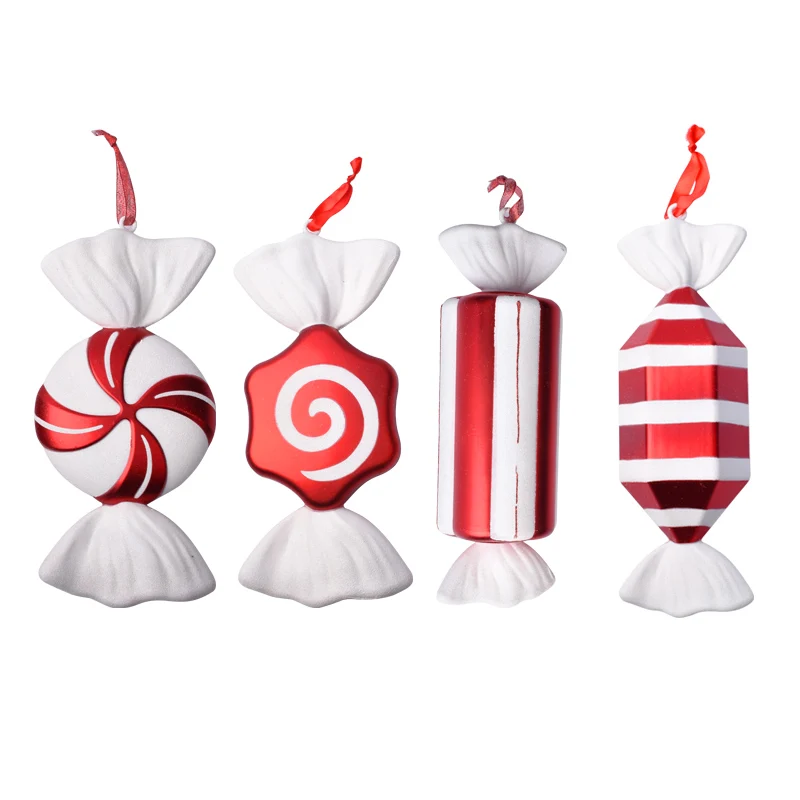 Рождественские украшения сцена макет подарок украшения кулон DIY конфеты 30 см красный и белый цвет конфеты сценический макет