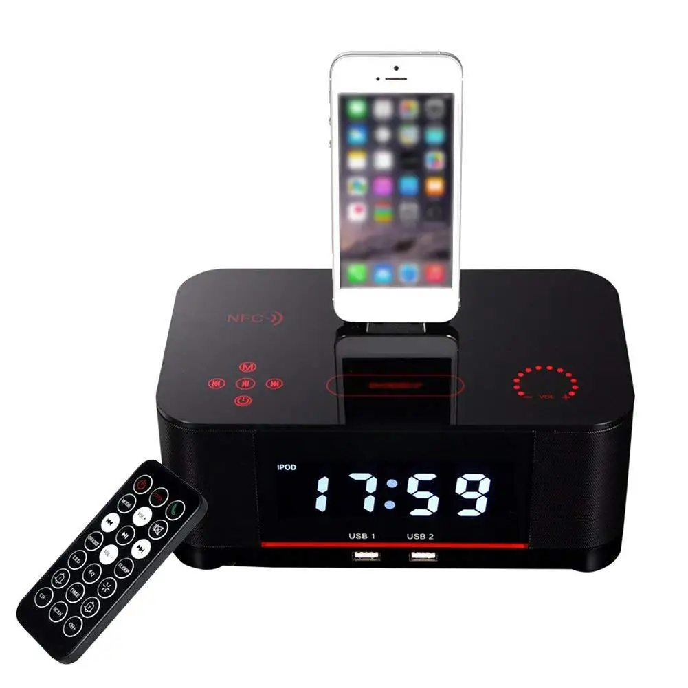 

Mini Bluetooth Speaker NFC With Large Screen Alarm Clock Function FM Radio Spare Battery For Ipad Mobile Phone Remote Control