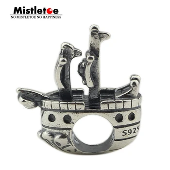 

Mistletoe 925 Sterling Silver Pirate Ship Charm Bead European Jewelry