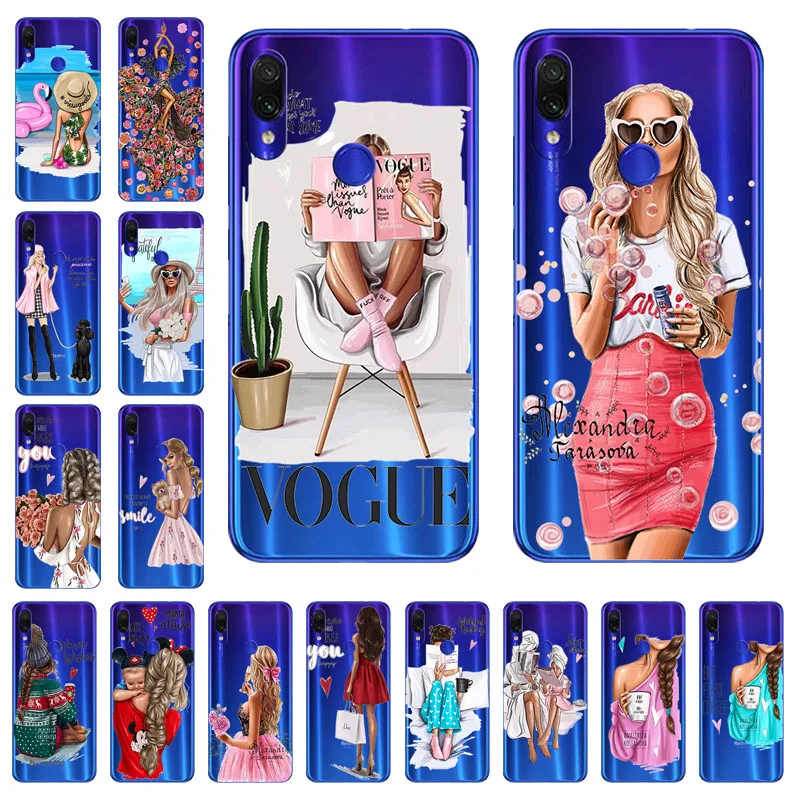 

Super Mom Baby Girl Case For Xiaomi Redmi Note 7 8 Pro 6 Case Soft Silicone Transparent Phone Capa For Xiomi Redmi 7 7A 6 Mi 9T