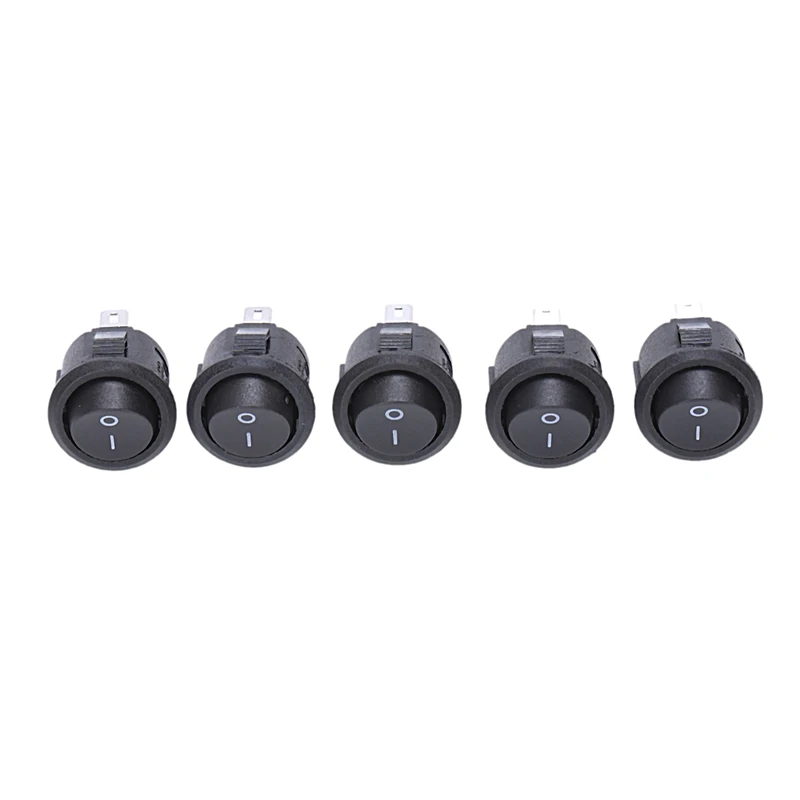 

Hot Sale 5 Pcs SPST Black Button On/Off Round Rocker Switch AC 6A/125V 3A/250V