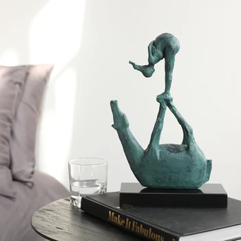 

Modern Abstract Stoop Character Sculpture Model Marble Crafts Ornaments Animal Blue Metal Art Home Decoration Gift