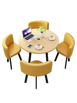 

Simple negotiation table and chair combination one table four chairs office meeting casual tea shop coffee table