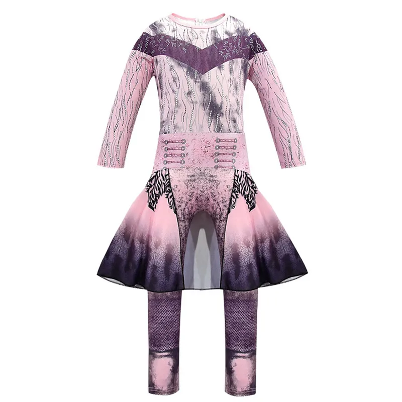 

Kids Descendants 3 Audrey Cosplay Costume Jumpsuit Zentai Bodysuit Girls Halloween Fancy Dress Bodysuit