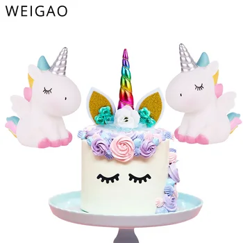 

Rainbow Unicorn Horn Cake Topper Unicorn Cake Decor Birthday Wedding Cake Toppers for Birthday Party Baking Decoration Supplies