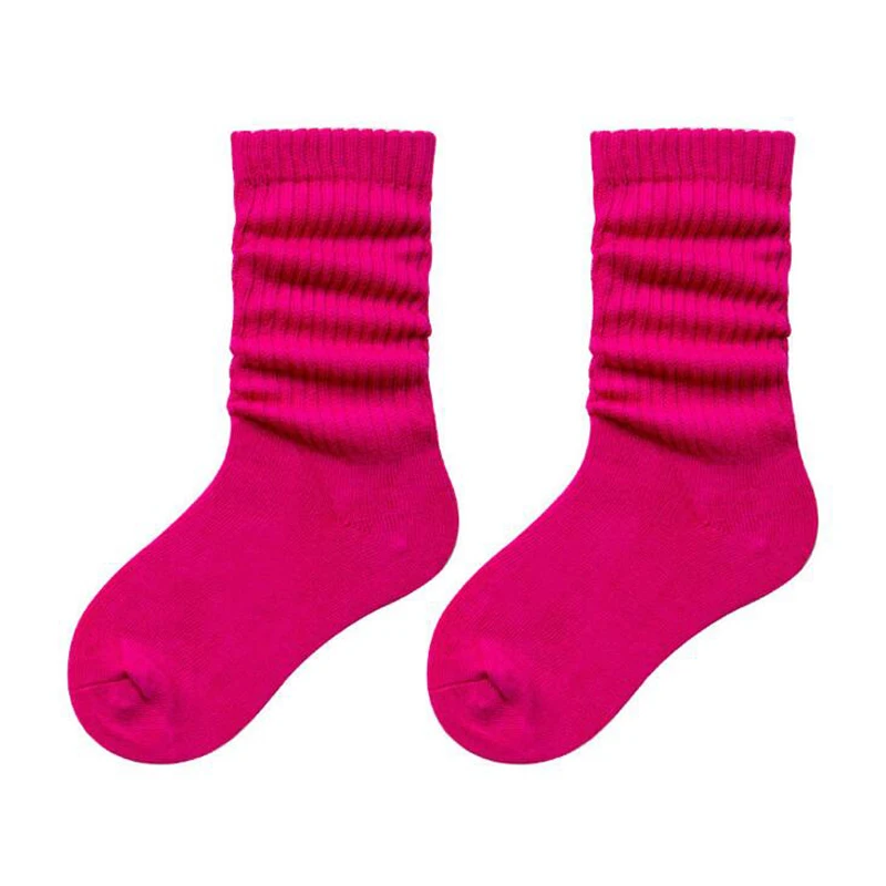 Высокие носки в японском Корейском стиле для девочек, свободные однотонные носки с двойными спицами, Длинные хлопковые носки для женщин