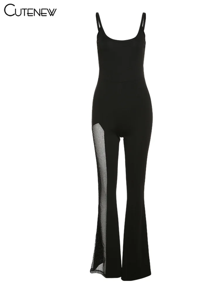 Sexy Mesh Patchwork One Shoulder Playsuits Women Elegant Solid Skinny Flare Pants Jumpsuit Fashion Lady Party Streetwear 39 Sexy Mesh Patchwork One Shoulder Playsuits Women Elegant Solid Skinny Flare Pants Jumpsuit Fashion Lady Party Streetwear