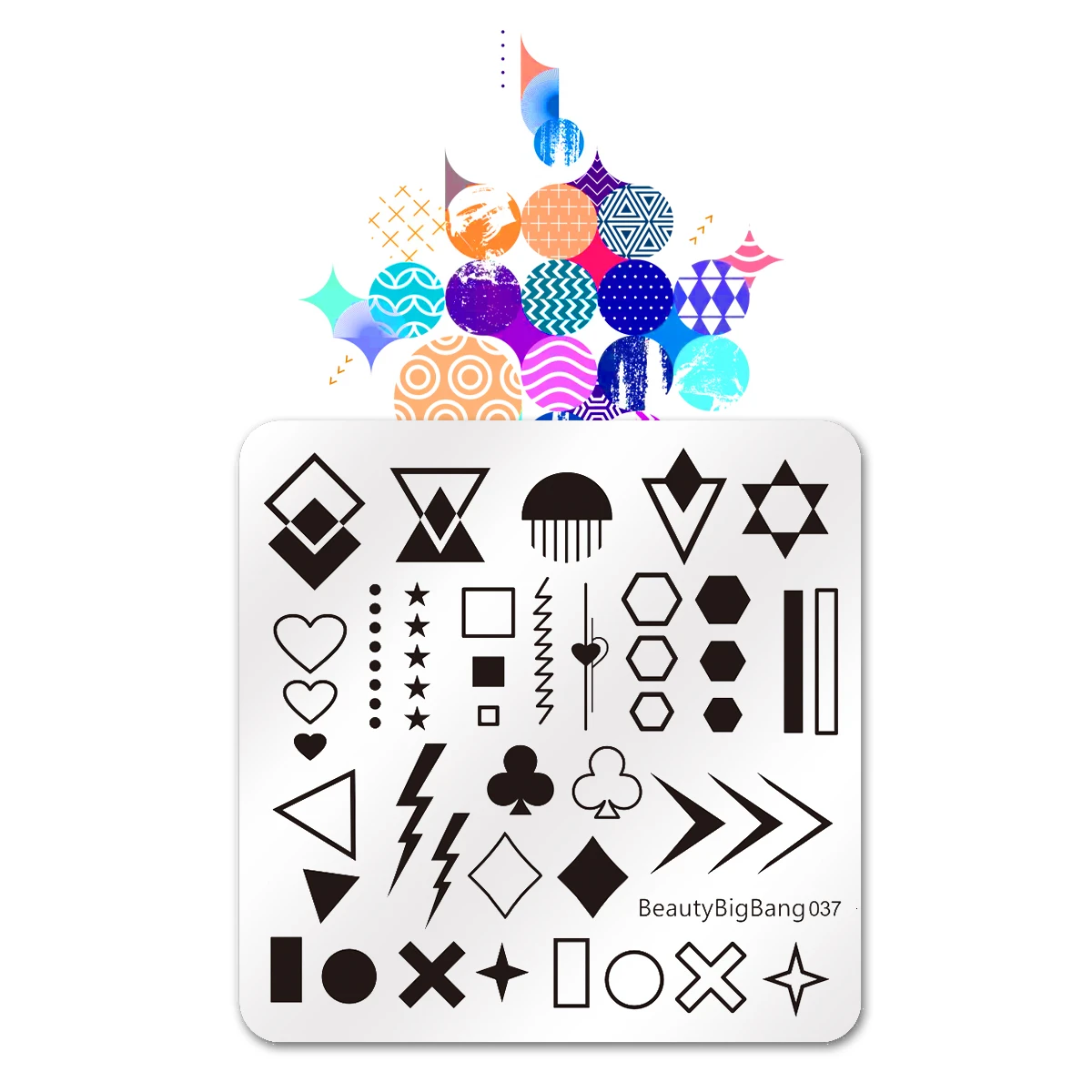 

BeautyBigBang Stamping Plates Nail Art Geometry Arrowhead Cross Striped Lines Image 6cm New Template Mold Nail Stamping Plate