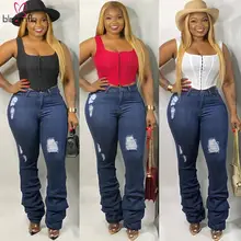 Сексуальные джинсы для женщин, штаны с высокой талией и дырками, синие потертые джинсовые джинсы, уличная Клубная одежда для вечеринок, Длинные обтягивающие брюки