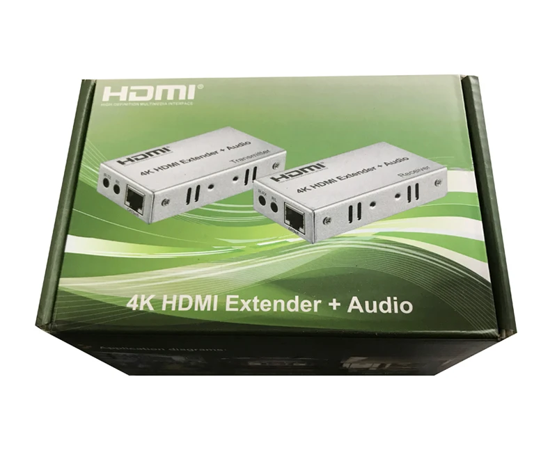 4K HDMI удлинитель 100 м R/L аудио выход HDMI Расширение сигнала ИК управление Cat5E CAT6 RJ45 Ethernet LAN кабель конвертер TX в RX - Цвет: with Retail Packing