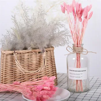 

50pcs Dried Gem Grass Bunch Wedding Phalaris Flower Bouquets Home Decoration Eternal Flower Customizable colors
