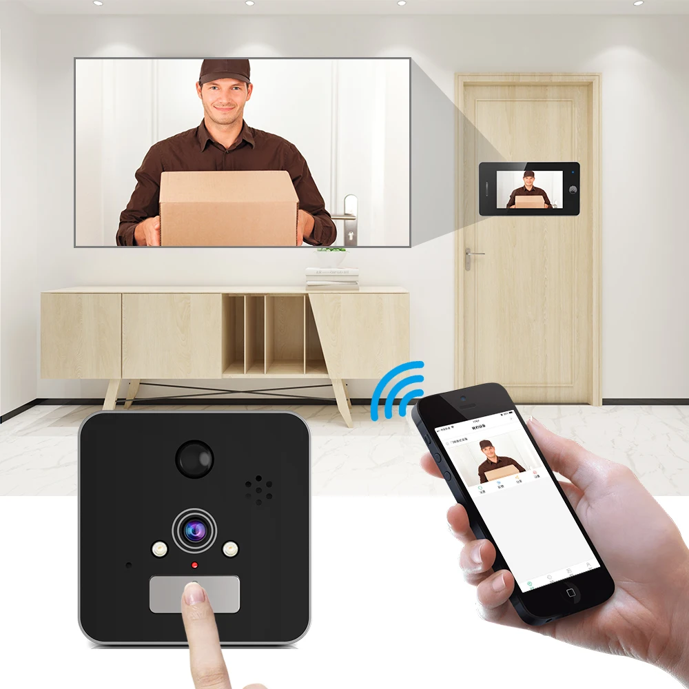  Door Viewer WIFI Peephole 4.3 Inch HD Smart Door viewer Camera Monitor Support PIR Monitor Detector - 4000127266294