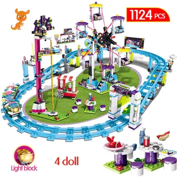 

1124pcs Girls Blocks Compatible Friends Amusement Park Roller Coaster Figure Model Building Toys Hobbie Children Toys