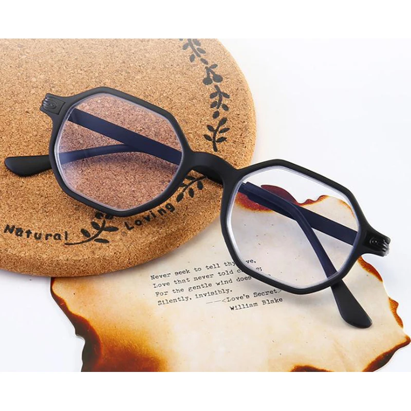 Новая мода ретро полигон синий светильник блокировка очки для чтения лупа для мужчин и женщин Анти-усталость компьютер Пресбиопия очки N5