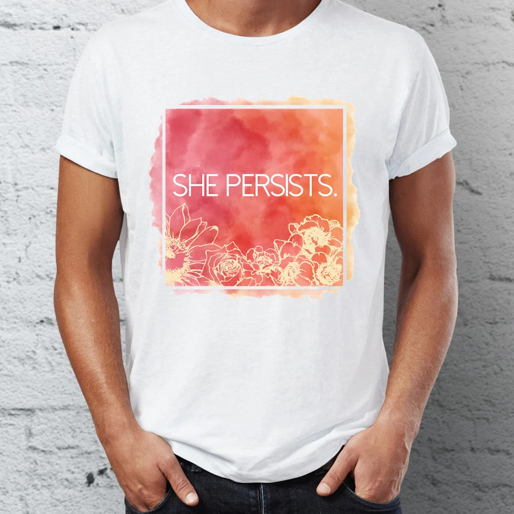 

Men's T Shirt She Persists Elizabeth Warren Political Statement Artsy Tee