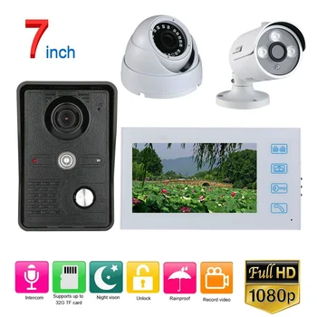 

IR AHD 1080P Camera with Night Vision Wired Record Video Door Phone Doorbell Intercom System with 2CH Security Camera