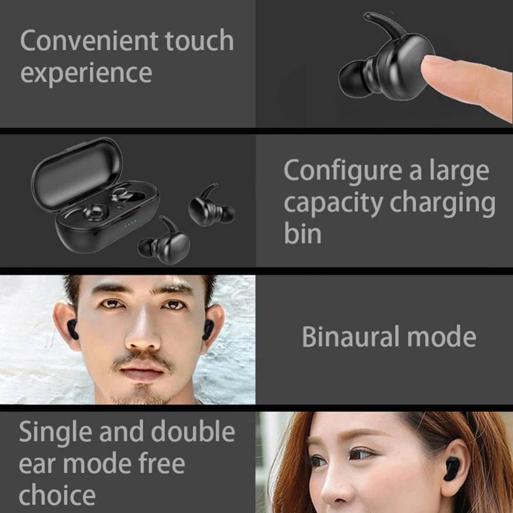 TWS Headphones Bluetooth 5 0 Wireless Earphones Sports Earphone 3D Stereo Sound Earbud with Portable Mic and Charging box