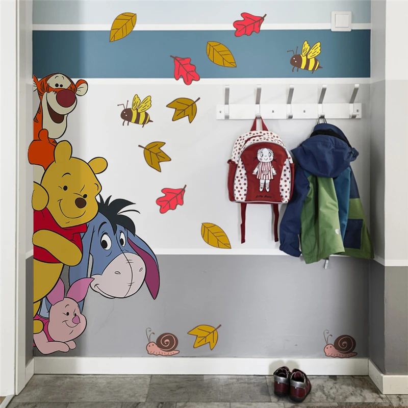 

Cartoon Winnie Pooh Bee Wall Stickers For Kids Rooms Bedroom Home Decora Disney Animals Wall Decals PVC Mural Art DIY Poster