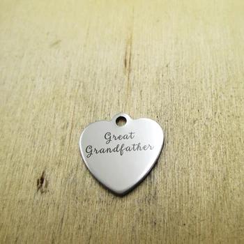 

10pcs/lot--great grandfather family stainless steel charms Laser Engraved DIY Charms Pendants