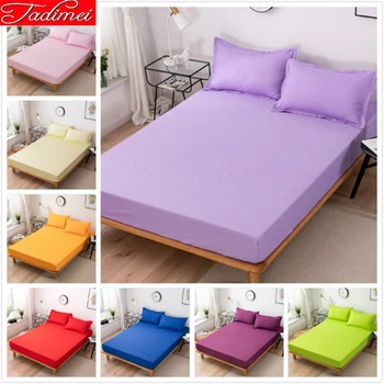 

Purple Solid Pure Color Fitted Sheet Pillowcase Mattress Cover with Rubber Elastic Adult Kids Girl Student Bedspreads 1.2/1.35m