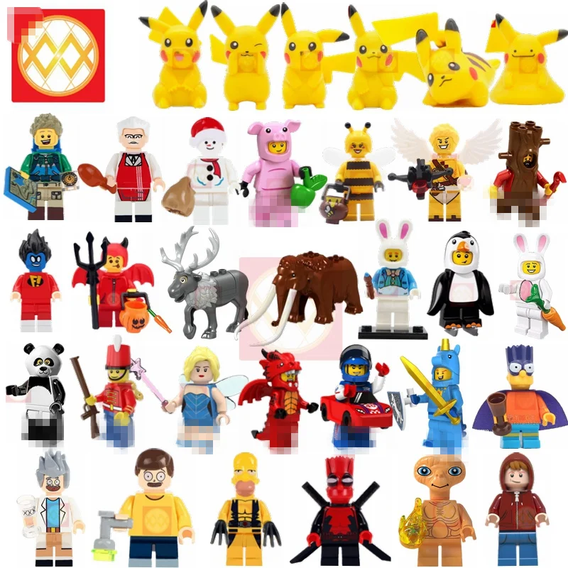 

Blocks Cartoon E.T Boy Easter Rabbit Little Devil Snowman Cupid Rick And Morty Bee Girl Hiker Building Blocks Toys For Children