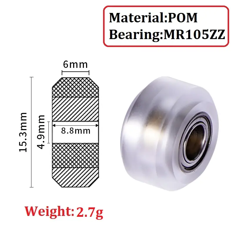 10PCS POM Plastic Wheel Bearing Pulley Small Big V-Slot Models 625ZZ 625RS MR105zz Idler Gear For 3D Printer Parts Openbuilds image 10