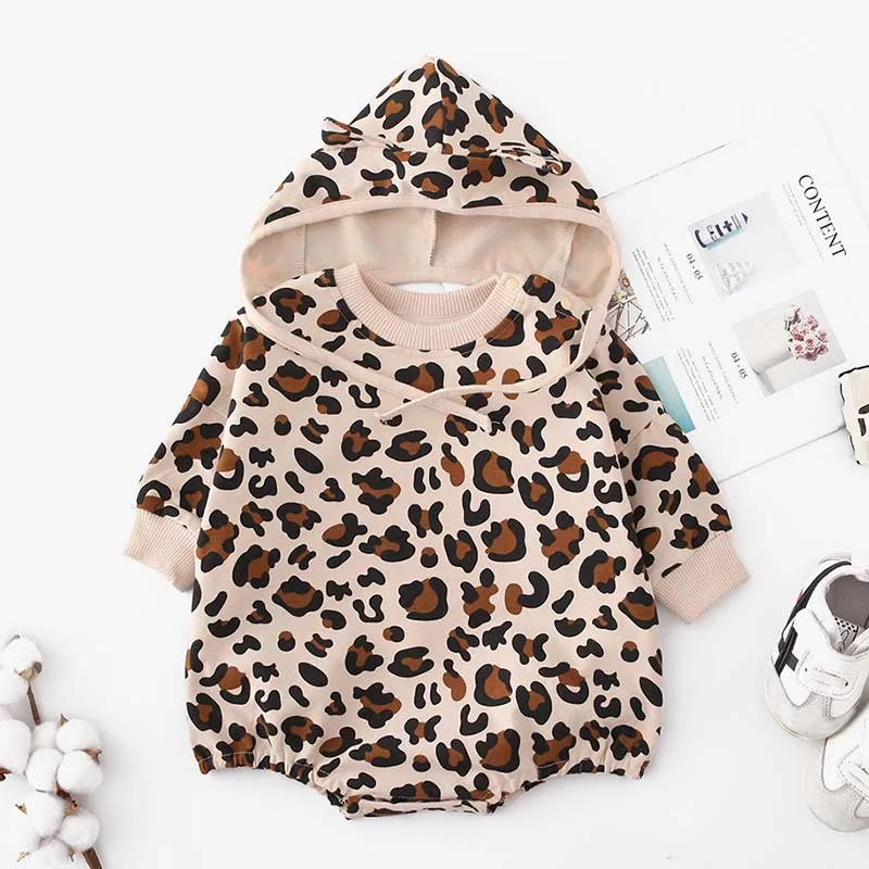

2019 New Spring And Autumn Baby Long-sleeve Baby Leopard Print Romper Sweater Infant Cotton Clothes Baby Romper