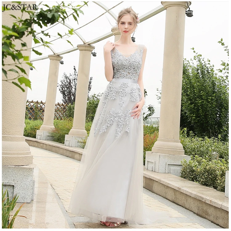 Vestido madrinha, новинка, тюль, расшитый бисером, сексуальный, v-образный вырез, а-силуэт, темно-синий, розовый, серебристый, серый, королевский синий, бордовые платья для подружки невесты со шлейфом