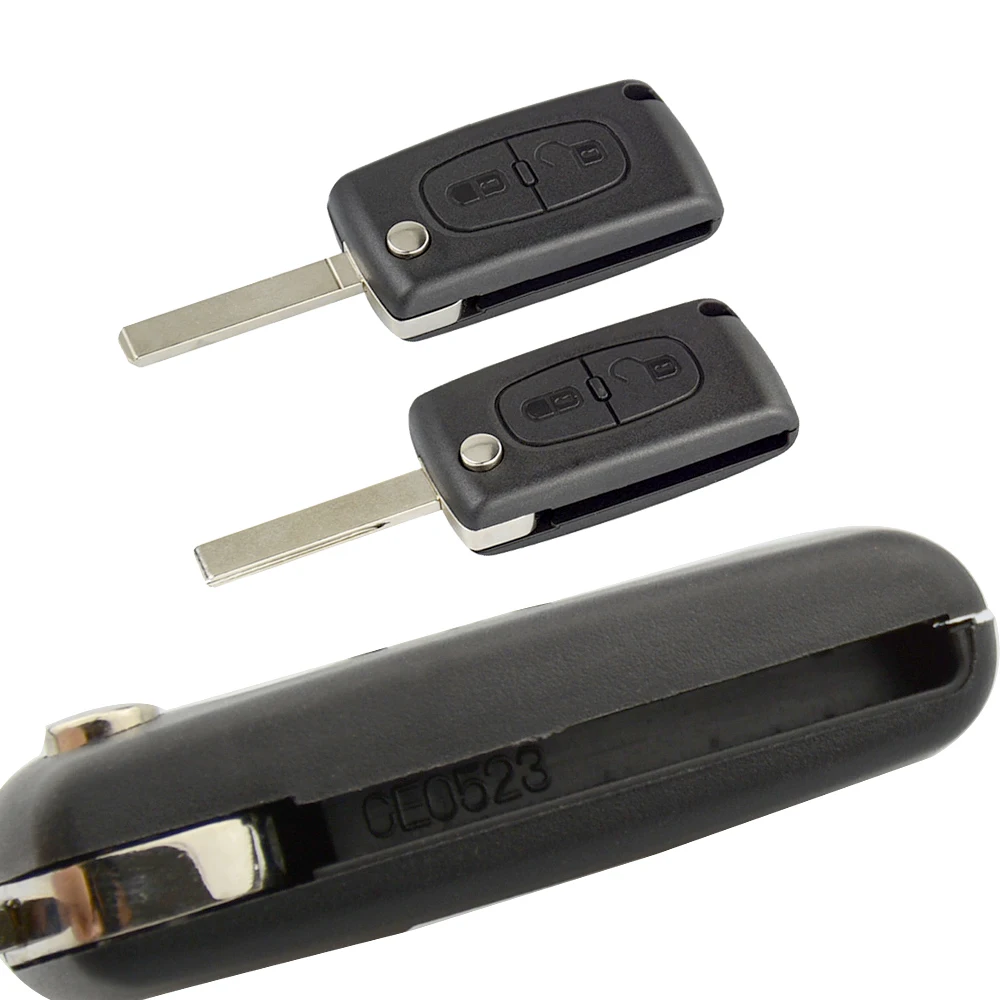 OkeyTech для Peugeot Partner 207 307 308 407 дистанционный откидной ключ с кольцом ключей 2 кнопки