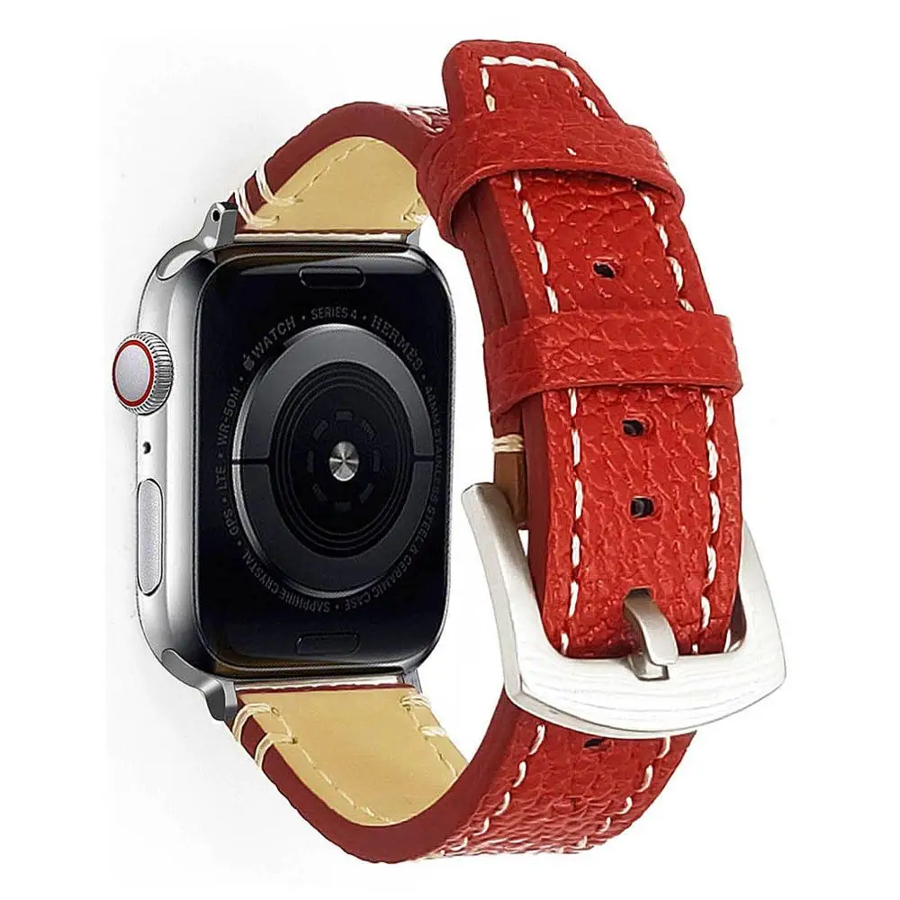 Красный Высокое качество кожаный ремешок для наручных часов для Apple Watch, версия 1, 2, 3, 42 мм, 38 мм, версия браслет ремешок для наручных часов iwatch серии 5 4 40 мм 44 мм - Цвет ремешка: Красный