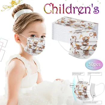 

PM2.5 Breathable Flower Face Mask 3-Ply Masks Face Mask With Elastic Earloop Kids 50PCS Protection Printing Face Mouth Mask#20