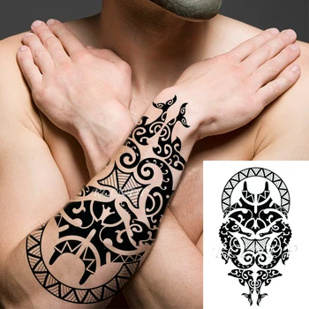 

Waterproof Temporary Tattoo Sticker Fish Seahorse Totem Geometric Patterns Fake Tatto Flash Tatoo Arm Leg Art for Women Men
