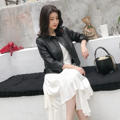 MESHARE Women Spring Genuine Real Sheep Leather Jacket R12