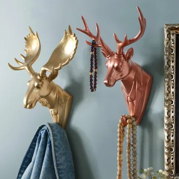 

NEW Modern 3D Stickers Wall Hook Keys Rack Deer Animal Head Antlers Home Hanging Clothes Hat Scarf Hooks Home Livingroom Decor