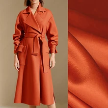 Качественная, 155 см, ширина 750 г/м, кирпичный, красный, двусторонний, волнистый кашемир, шерсть, осень и зима, верхняя одежда, ткань, DE1133