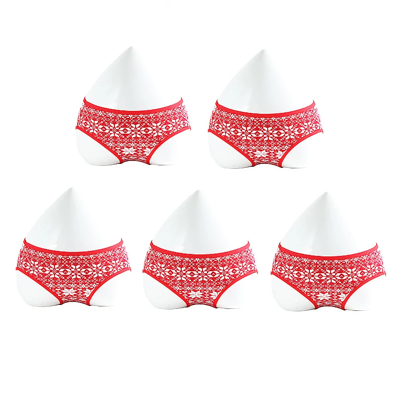 LANGSHA 5Pcs/Set Cotton Panties Women Luck Red Seamless Underwear