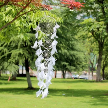 

Boho Hand-Woven Dreamcatcher With White Feather Dreamcatcher Net For Home Wall Hanging Decoration Ornament Craft Birthday Gift