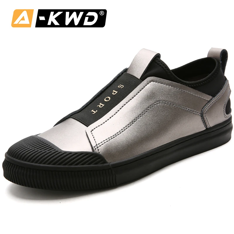 ヒップホップの靴弾性バンドスニッカーズ銃レザースニーカーカジュアルスリップオンスニーカー男ファッション19低トップ高級デザイナーの靴 Aliexpress