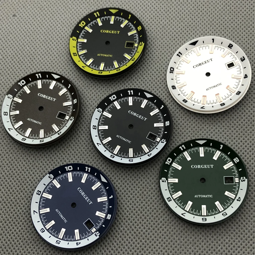 Corgeut 36.5mm sterial watch dial luminous marking fit NH35 NH36 movement | Наручные часы