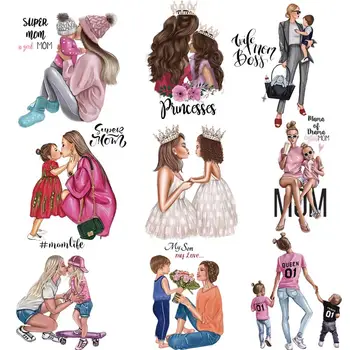 

Thermal Patches Mom And Girl Appliques Stickers Diy Flower Patch Heat Transfer Clothes Iron On Transfer Patch Thermo Stickers