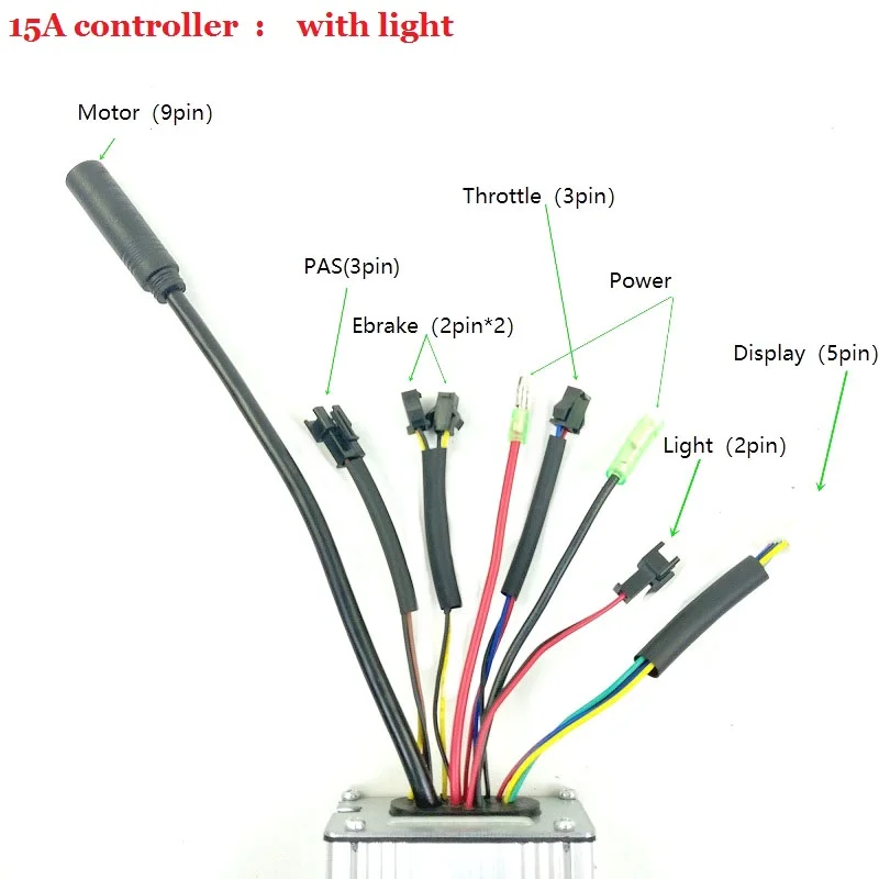 with light Когда-нибудь 36 V/48 V 15A KT Стандартный Squarewave контроллер 6 МОП светильник Функция для бесщеточный 250 W/350 Вт мотор для центрального движения колеса - Цвет: with light