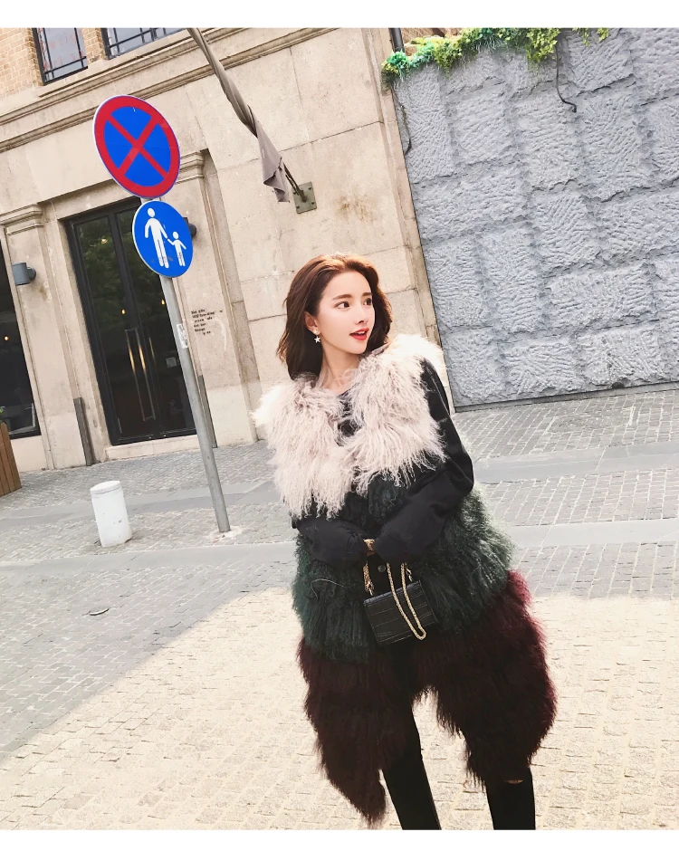 Top rf2050 Whole Leather Mongolian Sheep Fur Vest for Woman 90cm/120cm Long Winter Natural Fur Waistcoat 4 Top rf2050 Whole Leather Mongolian Sheep Fur Vest for Woman 90cm/120cm Long Winter Natural Fur Waistcoat 4