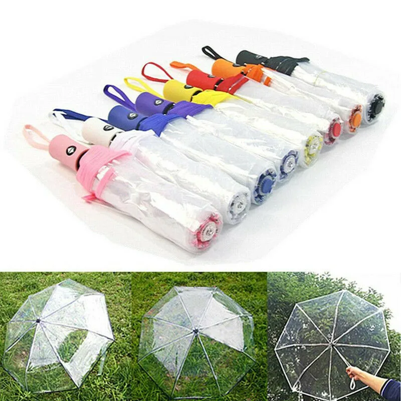 

Automatic Transparent Paraguas Folding Umbrella Rain Women Men Sun Rain Auto Paraguas Compact Windproof Style Clear Umbrella