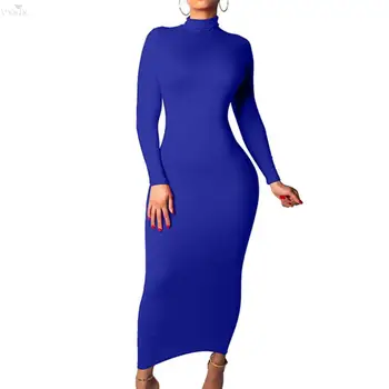

New Womens Dress Long Sleeve Turtleneck Pencil Bodycon Midi Dress Casual Streetwear Party Dress Elegant Bandage Dress Vestidos