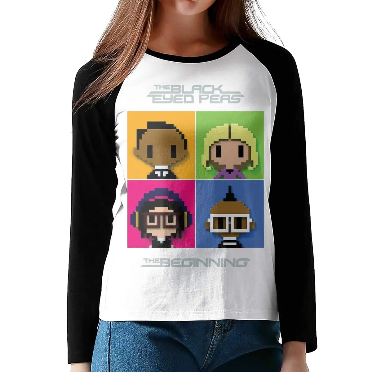 FGHFG Womens Baseball Tee Shirts Print Black Eyed Peas The Beginning Raglan Sleeve TFGHFG Shirt |